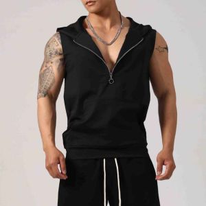 JIANSHENSHIJIAJIANSHEN | Slim Fit Hooded Fashion Breathable Male Vest