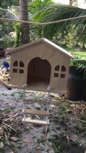 บ้านนกแก้ว บ้านชูการ์ บ้านไม้กระรอก บ้านไม้สำหรับสัตว์เลี้ยง มินิมอล ขนาดใหญ่ พร้อมสะพานเชือก WC13