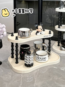 Elegant Cup Holder Stand Plastic Storage Rack for Coffee Tea Cups Kitchen Counter Bar Table Organizer Irregular Bead Design