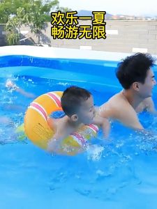 Inflatable Swimming Pool for kids 3 Layers Swimming pool family size 4ft with electric air pump Foldable Thickened