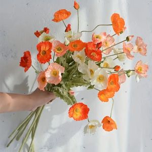1PC4 Head Artificial Flowers Bouquet Poppy Fake Flowers For Home Decor Garden DIY Party Wedding Bridal Bouquet Decor