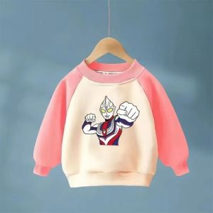 Cotton Long Sleeve Cartoon Ultraman Two-Piece Set for Girls Sporty Cute Outfit Baby Girls Clothing Spring Autumn Winter