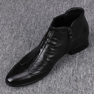 Mens Casual Chelsea Boots 2024 New Style Pointed Toe High Top Side Zipper British Style Everyday Versatile Martin Shoes