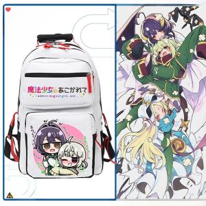 กระเป๋าเป้สะพายหลังผ้า Oxford ขนาดใหญ่สำหรับนักเรียนวัยรุ่น กระเป๋าใส่หนังสือแบบสะพายไหล่คู่ กระเป๋าผ้าไนลอนลายการ์ตูนญี่ปุ่น Dream to Be a Magic Girl