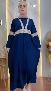 Gamis Terbaru Rayon Polos Renda Resleting Depan
