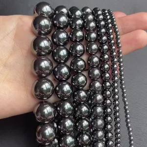 Hạt Đá Hematite Đen Tự Nhiên Hình Tròn Rời Dùng Làm Phụ Kiện Trang Sức - 1/2/3/4/6/8/10/12mm - Chất Lượng A+ Dành Cho Vòng Tay Thủ Công