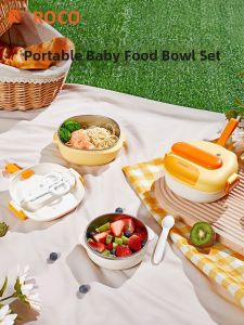 Rovco | Portable Suction Bowl Baby Feeding Utensil Stainless Steel