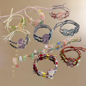 Natural Rock Weaving Rope Bracelet Womens Fashion Jewelry Autumn Winter Lightweight Luxury Ethnic Style Accessory