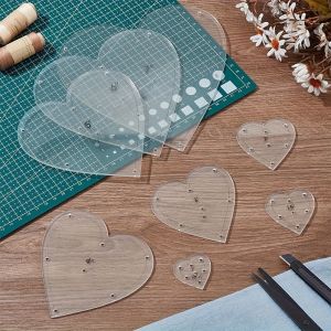 8pc Heart-Shaped Acrylic Patterns Quilting Rulers Stencil Precision Templates for Valentines Day DIY Sewing Art Crafts Quilting