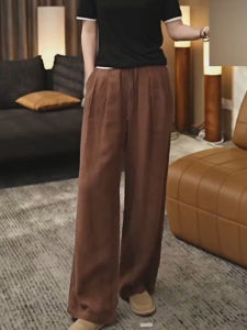 กางเกงขายาวทรงหลวมเอวสูง ทรงตรง กางเกงขายาวทรงหลวมสำหรับผู้หญิง ทรงกระต่ายฤดูร้อนใหม่ กางเกงขายาวทรงตรง ทรงหลวม