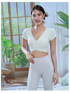 SKINOFSKIN | Chest Padding V-Neck Hollow Out Back Short Sleeve Yoga T-Shirt