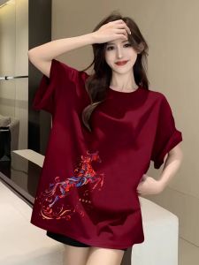 SUSHOUWANGE | Lunar Year Horse Limited Red Short Sleeve Womens T-Shirt