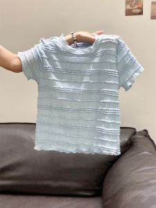 LUOSHAO | Unique Designed Short Sleeve Wooden Ear Round Neck T-Shirt
