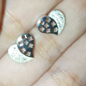silver Italy 925 (STU224)HEART STONE STUD EARRINGS