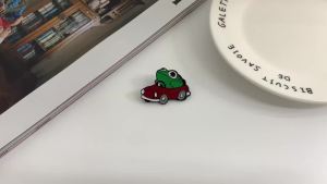 Cute Frog Driving Red Car Enamel Pin Funny Cartoon Animal Lapel Brooch Badge Backpack Clothing Decor Jewelry Gift