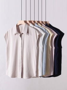 Womens Lightweight Breathable Skin-Friendly Anti-Wrinkle Sleeveless Shirt Summer Cool Feeling Short Sleeve Blouse