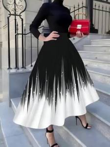 Four Seasons casual style Black And White Gradient Skirt