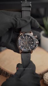 Jam Tangan Pria Alexandre Christie Chronograph AC 9205 MCRBRBA Black Dial Black Rubber Strap