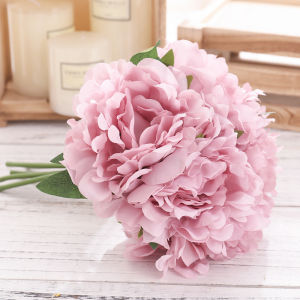 5-Head Artificial Hydrangea Peony Flowers High Quality Bride Bouquet Big Flower Home Wedding Living Room Fake Flowers Decoration