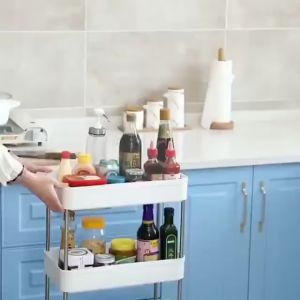 BAS square rak troli rak dapur rak serbaguna 4 tingkat dengan roda