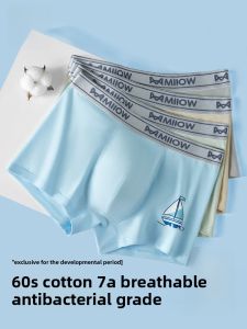 Miiow | Catman Boys Underwear Teenage Developmental Period Boxer Briefs High School Students Big Kids Briefs 2024 New Style Cotton Blend