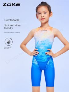 ZOKE Girl Swimwear Kids Racing Competitive Swimsuit Children Training Professional Kneesuit Light Leather One Piece Bathing Suit For Teens Girls