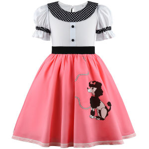 สาวปาร์ตี้เดรสฤดูร้อนชุดพุดเดิ้ลพิมพ์ Polka Dot Vintage ชุดผ้าพันคอชุดสาวสบายๆฤดูร้อนชุดวันเกิด