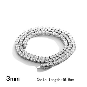 3MM 4MM 5MM 6MM 5A Cubic Zirconia CZ Tennis Chain Necklace High Quality Iced Out Bling Hip Hop Men Boy Classic Basic Chains