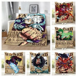 Bandai | O-One P-Piece Sun God Wanted Luffy Anime Roger Flannel Blanket Soft Throw Blanket Art For Home Decor Bed Sofa Picnic Fans Gifts