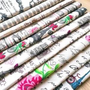 Piano Music Score Printed Fabric Sheet Retro Linen Cotton DIY Handmade Craft Sewing Cushion Tablecloths Decor Material