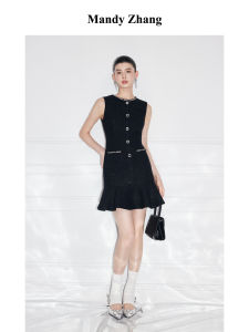 Elegant Diamond Decorated Fish Tail Style Sleeveless Short Dress