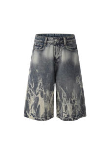 กางเกงขาสั้นผ้ายีนส์ทรงหลวมเอวกลางสำหรับผู้ชาย กางเกงขาสั้นลำลอง กางเกงขาสั้นทรงตรง กางเกงขายาวผู้หญิง กางเกงขายาวทรงขากว้าง