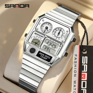 SANDA 3192 Hot-selling LED Electronic Square Mens Youth Casual Multi-function Thermometer Stopwatch Chronograph Men’s Watch