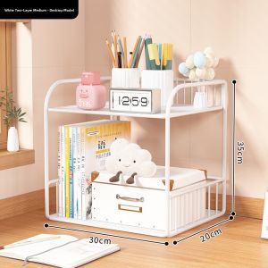 Desktop Bookshelf Multi-Layer Storage Organizer for Office Desk Dining Table Dormitory Bedside Small Shelf Work Station Partition Cabinet