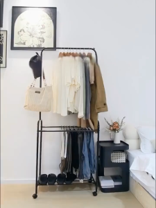 Heavy Duty Rolling Clothes Rack with Pants Hanger Large Capacity Wardrobe Organizer Space Saving Garment Storage Shelf with Wheels Durable Steel Frame