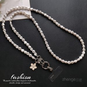 XinZhu Long Pearl Phone Strap Crossbody Travel Outdoor Camera Side Shoulder Strap Fashionable Personalized Baroque Bead Pendant