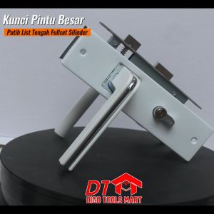 Kunci Pintu Besar Putih & Handle Full Set Silinder 25cm