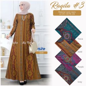 GAMIS BATIK SOLO MODERN TERBARU RAQILA #3 DRESS CALVIN JEANS Grey Mustard Purple Tosca