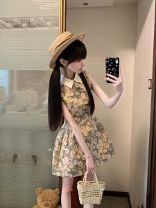 CHANGTONG | Vintage Delicate Floral Print Puff Dress
