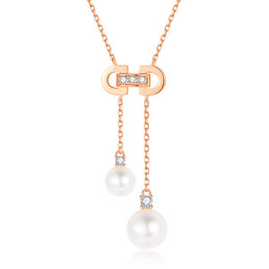 Rose Gold Double D Tassel Pearl Necklace Womens Fashion Sensation Clavicle Chain Luxury Design Unique Style Versatile Accessory