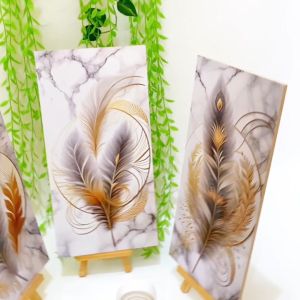 RUNABEE HIASAN DINDING SET BESAR DEKORATIF BULU ABSTRAK 60x40CM DEKORASI KAMAR TIDUR AESTHETIC