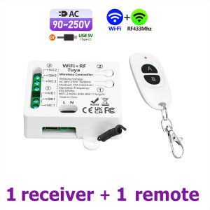 Wenqia tuya Wifi RF 433Mhz công tắc đèn thông minh động cơ chuyển đổi AC 220V 230V hoặc loại USB C 5V 10A 2CH tiếp sức hỗ trợ Alexa Google nhà cho đèn cửa nhà để xe