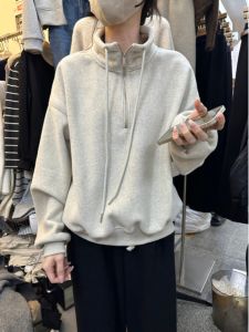 Trendy European American Long Sleeve Hoodie Womens Spring Autumn Thin Loose Versatile Short Style Top Coat Korean Version