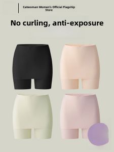 MiiOW | Womens Ice Silk Safety Pants Triangle Zone Protection Seamless Layered Bottom Underwear Short Length Thin Model Summer
