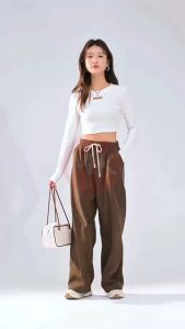 MK CASUAL PANTS WOMEN Kyra Cotton Corduroy Women Straight Loose Pants  [P1/047]