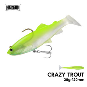 Kingdom Paddle Tail Swimbaits 120mm 38g Sinking Artificial Bait Rubber T Tail With Lead Head For Perch Bass Pike Soft Fish Lure