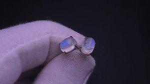 100% Natural Blue Moonstone Stud Earrings 925 Sterling Silver Gemstone 6*8mm Jewelry for Women Lady Wedding Party Birthday Gift