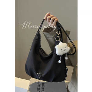 Business Commuter Womens Backpack Black Single Shoulder Crossbody Bag Leisure Tote Bag Double Strap Bucket Shape Large Size