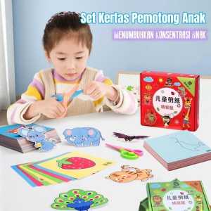 MAINAN LATIHAN MENGGUNTING KERTAS ANAK PAPER CUT KIT DENGAN GARIS GUNTING / MAINAN MENGGUNTING GUNTING KERTAS