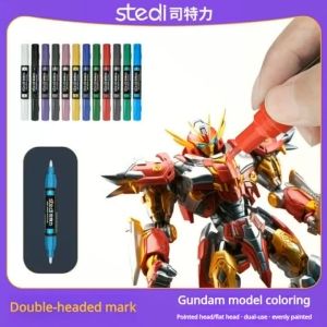 Stedi Dual Brush Water-based Marker Pen 司特力 模型双头水性马克笔 高达模型涂装上色笔 尖头平头 补色水性环保 彩绘笔